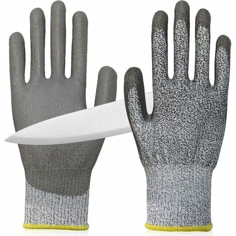 Schnittfeste Handschuhe, Austernhandschuh, schnittfeste Küchenhandschuhe mit sicherer PU-beschichteter Oberfläche, Schnittschutzhandschuhe der Stufe 5 für (L) (1/4)