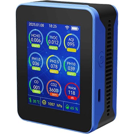 Raumluftqualitätsmonitor für HCHO/TVOC/PM2,5, für Zuhause und Auto, schwarz (1/5)