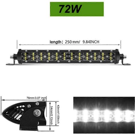 Barre lumineuse LED combinée 5,5", 10" et 20" (2 rangées) pour travail, feux de travail LED tout-terrain, voitures, camions, 4x4, SUV, quads, 12 V/24 V, 10 pouces - 72 W (1/5)