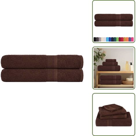 Serviettes de sauna 2 pcs marron 80x200 cm 360 g/m² 100% coton - Serviette De Sauna - Serviettes De Sauna - Serviette - Serviette Avec Boucle De Suspension (1/5)