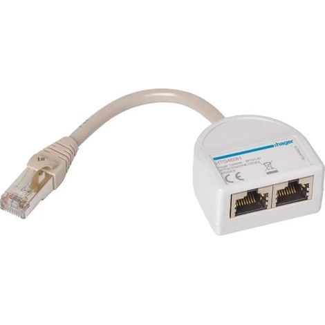 Eclateur de port 2 fils vers 2 RJ45 pour Modbus agardio - HAGER HTG469H