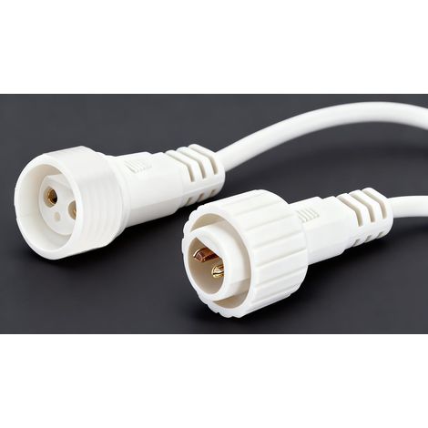 Rallonge Guirlande Exterieure 2Pin 3m Câble de Rallonge IP65 Étanches Connecteur Lumières Féériques Fil de Câble d'extension Rallonge Pur Lumières Guirlandes de Noël (Blanc) (1/5)