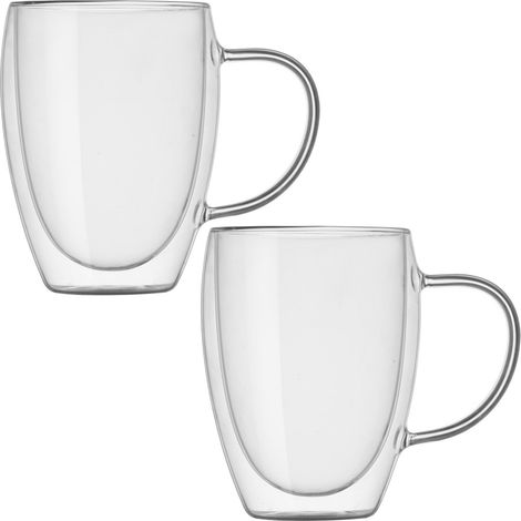 Lot de 2 verres à eau en verre double paroi, grande capacité, transparents, polyvalents et sûrs, pour la maison (1/5)