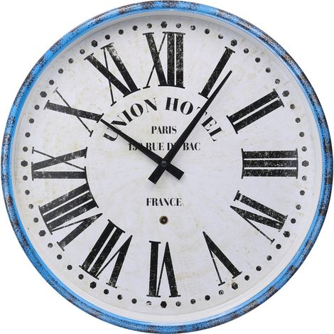 Orologio metallo azzurro bianco tondo cmø39x6