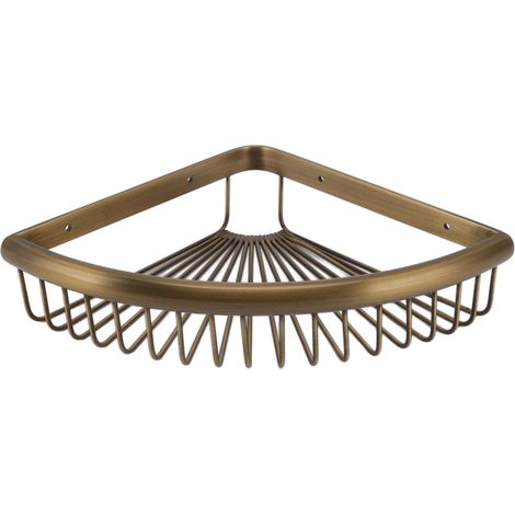 Étagère d'angle de douche vintage en laiton, étagère triangulaire de rangement, organisateur de salle de bain (1/5)