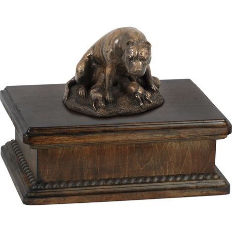 Urne funéraire pour Staffordshire Bull Terrier (Staffik, Staffi II) : urne classique ornée d’une statuette, urne élégante avec un chien, par Art-Dog. (1/5)