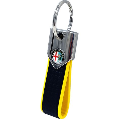 Portachiavi Elite Alfisti, Carbon con Logo Alfa Romeo Old Anni 80 - Colore: GIALLO CARBON