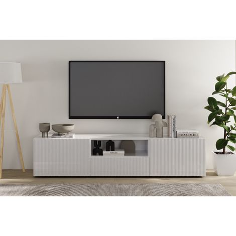 Mueble de TV Rio blanco con 2 puertas y 1 cajón - 184 x 42 x 42,5 cm