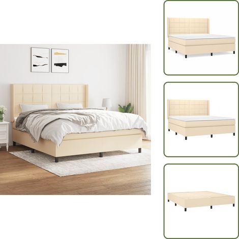 The Living Store Boxspringbett mit Matratze Creme 180x200 cm Stoff - Boxspringbett - Doppelbett - Cremefarbenes Bett - Bettenrahmen - Lattenrost