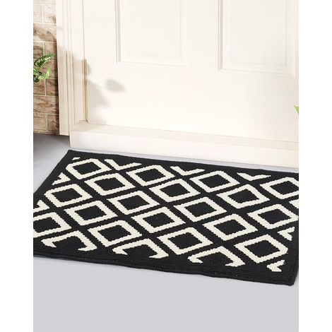 Outdoor Entrance Doormat, Non-Slip Absorbent 60 x 90 cm, Indoor Mat, Anti-Dust Door for Dogs, Hallway, Kitchen (Black White) (1/5)
