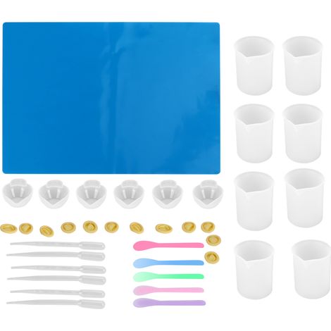 36-teiliges Werkzeugset für Epoxidharz: Silikonmatte, Messbecher, Pipetten und Löffel (1/5)