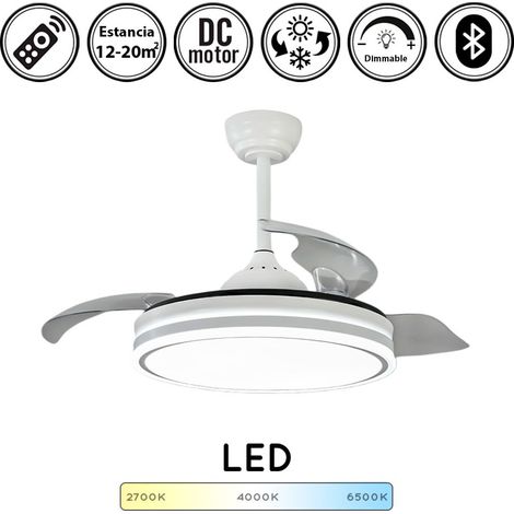 Ventilador de techo con luz silencioso DC con mando Retráctil Plus blanco 108 cm invierno-verano color luz regulable (1/5)