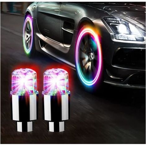 4 tappi per valvole universali, impermeabili, a LED con induzione automatica, per auto e moto, per uso quotidiano (1/3)