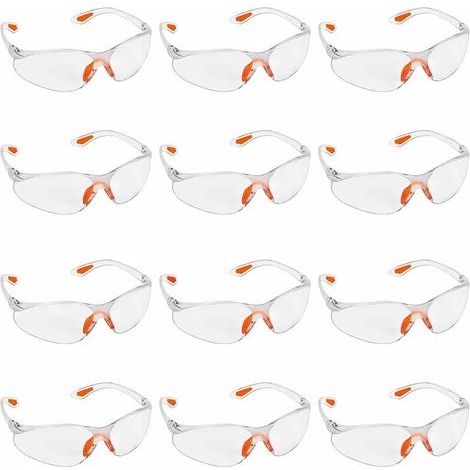 12 gafas de seguridad transparentes, gafas de protección laboral, gafas protectoras superiores, gafas de seguridad química, para trabajo de laboratorio, equipo de protección personal. (1/5)