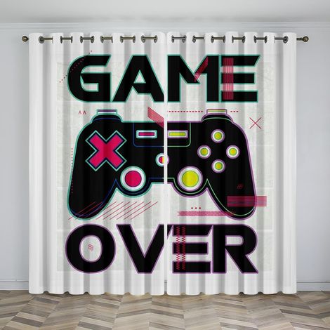 Rideaux Occultants Chambre Console de Jeu Noir 55X59 Pouces Rideau Thermique à Oeillets pour Salon Traitements de Fenêtre à Texture Douce pour Enfants Rideaux 3D-Rideaux Perforés Opaques Intérieurs-Is (1/5)