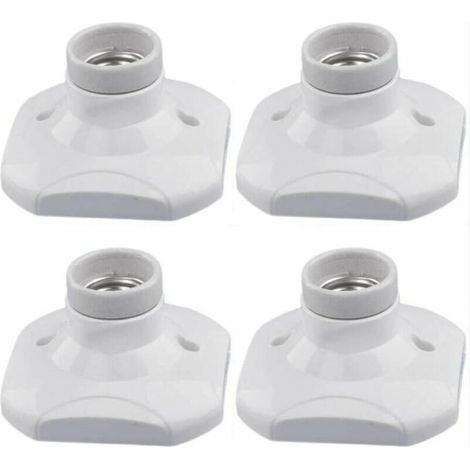 E27 LED-Lampenfassung, E27 Keramikfassung und Kunststoffsockel, E27 Wandfassung, weiße E27-Fassung mit Ring für Flur-/Decken-/Balkonbeleuchtung, 4er-Pack (1/4)