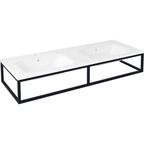 Console SKA sous lavabo/plan 140x22x51cm, noir mat (1/3)