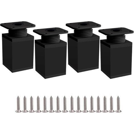 Black Adjustable Furniture Legs, 4Pcs Cabinet Legs 50mm Adjustable Height 0-20mm Aluminum Alloy Table Legs for Office Sofa DIY Furniture (1/5)