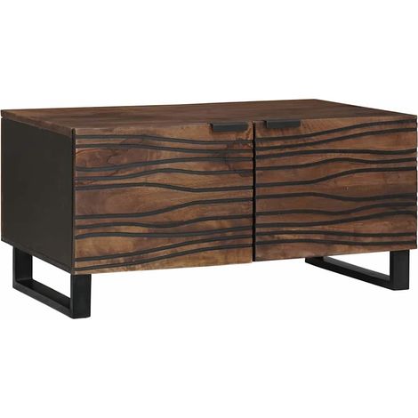 Couchtisch Braun und Schwarz 80 x 50 x 40 cm Massivholz Akazie