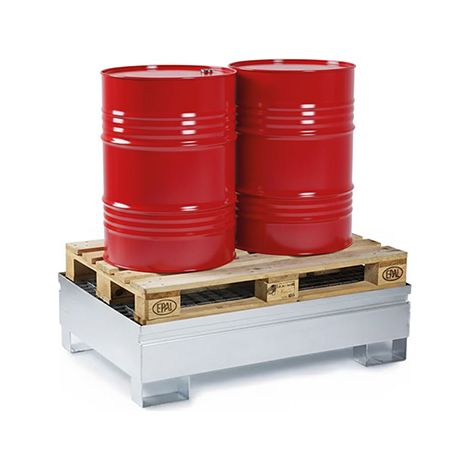 Bac de rétention en acier galvanisé - 1230x825mm - 2 fûts - 220L - MINIMCT842B-C