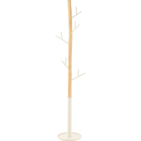 Portemanteau bois blanc naturel design pour entrée élégante - Bois naturel et blanc doux (1/3)