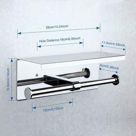 Doppelter Toilettenpapierhalter, Wandmontage mit Zwei Rollen, Lagerregal aus Edelstahl 304, Toilettenpapierhalter mit Telefonhalter, für Badezimmer (Silber)