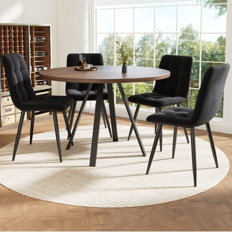 tavolo pranzo 80x80 set 4 sedie velluto noce OKMYHOME (1/5)