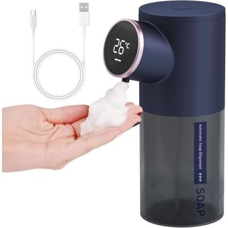 Distributeur de Savon Automatique, 320 ML Distributeur Savon Mousse avec Rechargeable USB, IPX4 Distributeur Savon sans Contact avec Détecteur de Infrarouge Capteur, Convient pour Cuisine, Bain (1/5)