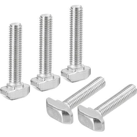 30Pcs Boulons en T-Slot, M6 x 30mm Boulon à Tête de Marteau T Vis Goujon pour Profilé en Aluminium à Rainure en T Série 3030, Acier Inoxydable 304, Argent (1/5)