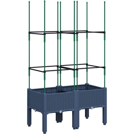 Maison Exclusive - Pflanzkübel mit Rankgitter Blaugrau 80x40x142,