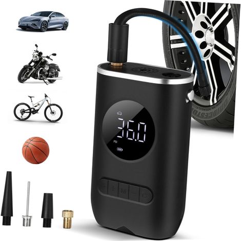Pompe à Air Électrique Compresseur Air Portatif pour Pneu De Véhicule Voiture Vélo avec Écran Numérique Et Lumière LED