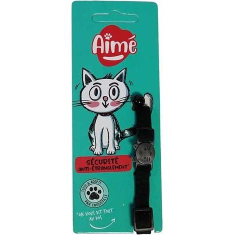 Collare per gatto AIME Velours Nero regolabile 18–28 cm con campanella (1/4)
