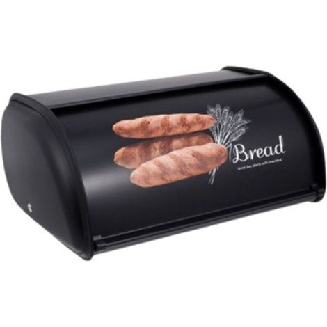 Boîte à pain en métal noir 37,5x23,5x14,5cm – Couvercle coulissant – Contenance 0,600kg (1/4)