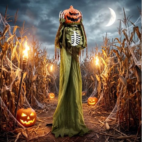Decorazione Halloween animata pop-up LED 50x20x173 cm in metallo verde scuro – MEUBLIV (1/5)
