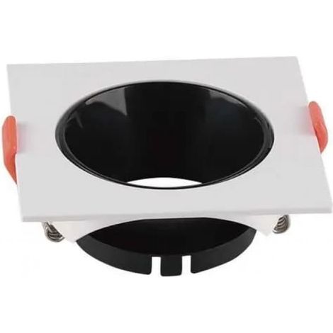 Foco LED empotrable cuadrado V-TAC GU10, cuerpo blanco, reflector negro