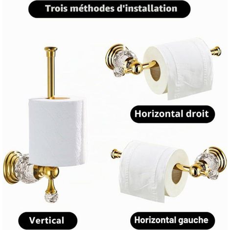 Porte-Papier Toilette en Cristal, Porte-Rouleau de Papier Toilette doré, Accessoires de Salle de Bain Modernes, Alliage de Zinc (1/4)