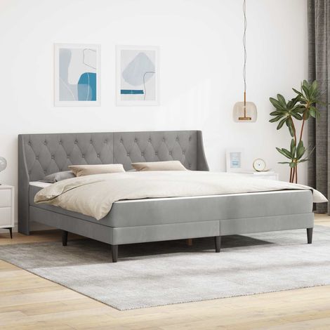 Cadre de lit avec matelas Gris clair 180 x 200 cm Velours (1/5)