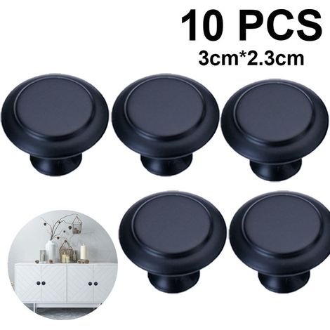 Lot de 2/10 boutons de meuble, boutons de tiroir, poignées en alliage de zinc mat, boutons de commode, poignées de tiroir, boutons de porte, boutons pour tiroirs de commode, noir, grand format (1/5)