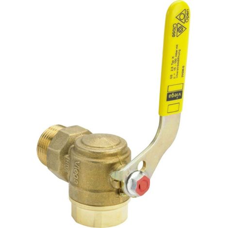 Viega robinet à tournant sphérique pour compteur de gaz 618797 R/Rp 2000 x 6 cbm, laiton, angle, avec contrôleur de débit de gaz K