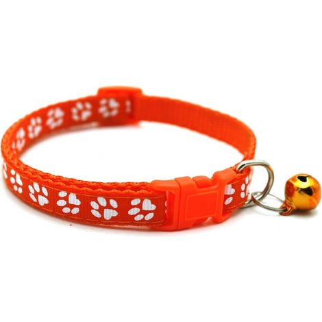 Collier pour chaton chiot, patte en nylon avec Clochette réglable à libération clip (orange) (1/5)