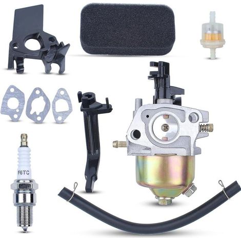 Kit de carburador para cortacésped Honda GX120 GX160 GX168 GX200 con junta de manguera de aceite, filtro de aire, filtro de combustible, protector térmico, bujía, 5.5 HP (1/5)