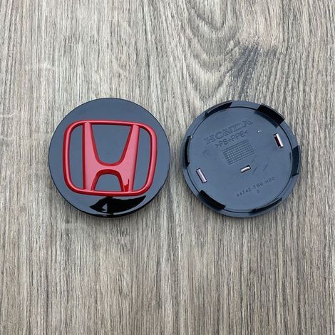 Cache-moyeu de roue 69mm compatible Honda Accord, Odyssey, CRV, Civic, URV, Crosstour, Avancier, Fit, City, Freed – Centre de jante, accessoire roue auto en ABS, kit 4 pièces – Noir et rouge (1/2)