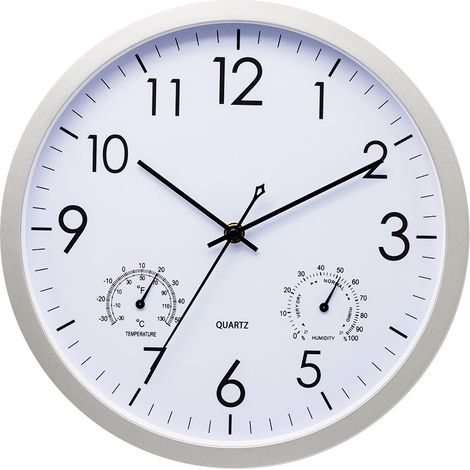 Orologio da parete ultra silenzioso radiocontrollato - Orologio da parete con termometro e igrometro per interni ed esterni da 12 pollici