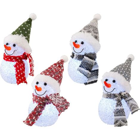 Muñeco de nieve con microled, uso interior, modelo variados, ø6 x 16 cm