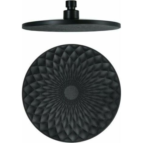 Runder Duschkopf (23 cm) aus schwarzem ABS – hoher Druck, wassersparend, G1/2-Wandbefestigung