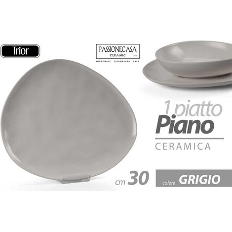 1 Pezzo Piatto Piano da Tavola Trior Grigio in Ceramica 30 cm (1/2)
