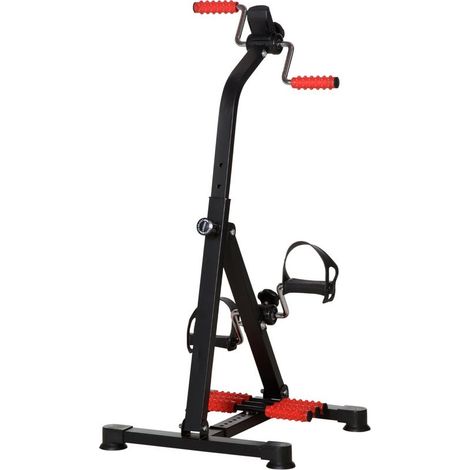 Vélo d\'entraînement pour la rééducation des bras et des jambes avec hauteur et largeur réglable, masseurs, LCD, noir (1/5)