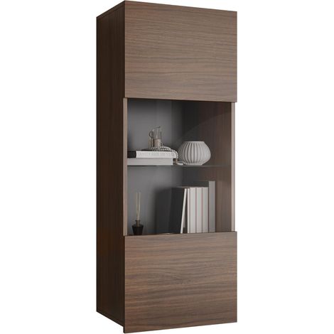 Armario de pared Remus I, Nogal, 117x45cm, Número de puertas: 132cm, Vidrio templado, Aglomerado laminado
