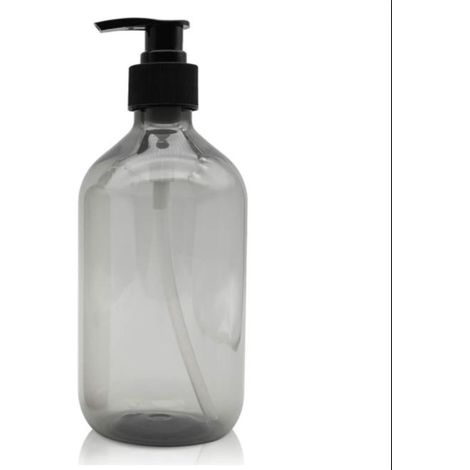 Flacon pompe doseuse 500ml gris, vide en plastique, distributeur à pompe pressoir rechargeable, pour huiles essentielles, lotions, shampoings et après-shampoings (1/5)