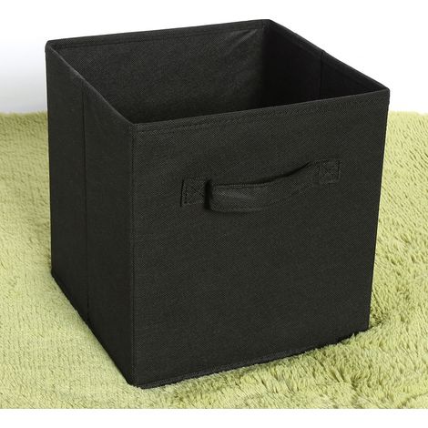 Boîte de rangement pliable en tissu - Panier de rangement réversible en fibres canvas - Cube organisateur de rangement pour vêtements, jouets, produits DIY et articles de maison - 6 Pièces en noir - D (1/2)